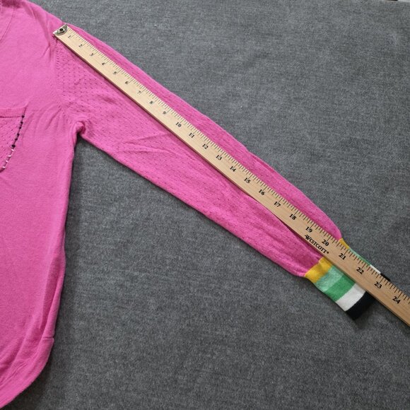 Zaket & Plover Sweater Women S Pink Silk Cotton LS Lightweight Boho Preppy Twee - Picture 6 of 13